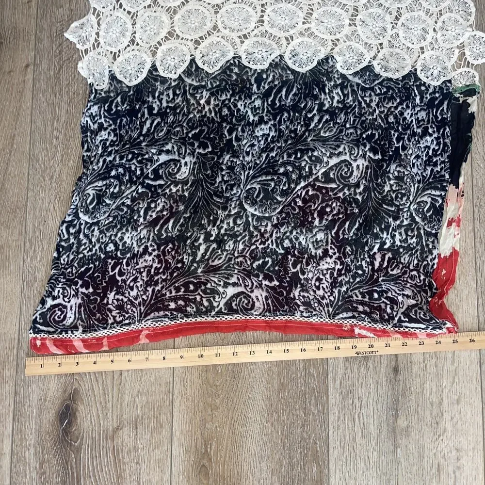 Anthropologie Vismaya Patchwork Crochet Infinity Scarf Boho Artsy 25